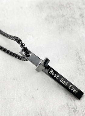 男女钛钢黑色十字架项链送父亲