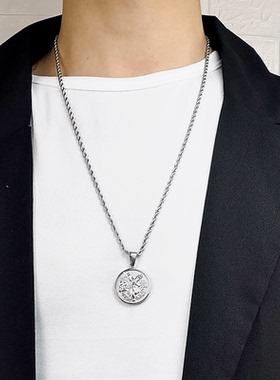 天使翅膀银色钛钢吊坠情侣毛衣链