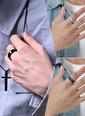 男女钨金简约高抛光戒指情侣对戒