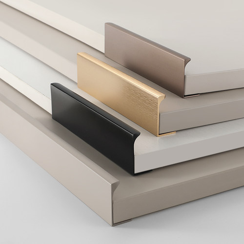 现代简约隐形拉手羊绒灰贝壳白衣橱柜门把手加长铝合金爱格同色 - 图3