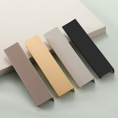 现代简约隐形拉手羊绒灰贝壳白衣橱柜门把手加长铝合金爱格同色 - 图1