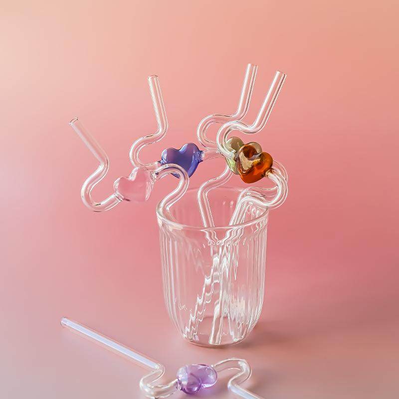 彩色爱心耐高温玻璃吸管食品级弯曲水杯配件咖啡奶茶儿童产妇专用,淘宝优惠券,粉丝福利购,淘宝优惠卷