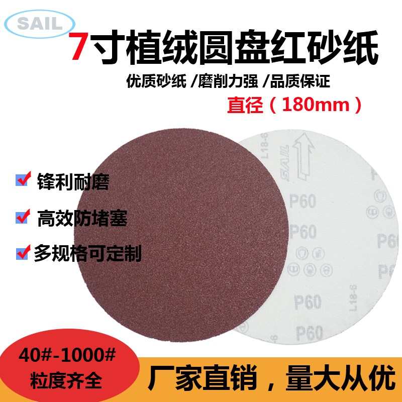 7寸8孔墙面打磨机砂纸圆形砂纸片18cm气磨机自粘砂皮沙纸P120P180 - 图2