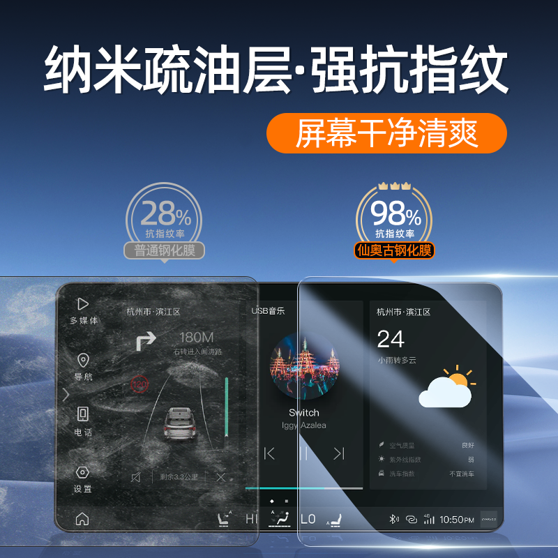 适用于25款奥迪A4L中控导航贴膜A6L屏幕保护钢化膜A3汽车用品A7L,淘宝优惠券,粉丝福利购,淘宝优惠卷