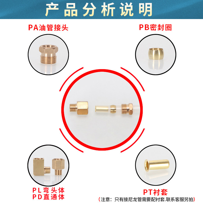 滑块油路接头铜卡套PD直通弯头PL尼龙管机床润滑油4MM6MM内卡三通,淘宝优惠券,粉丝福利购,淘宝优惠卷