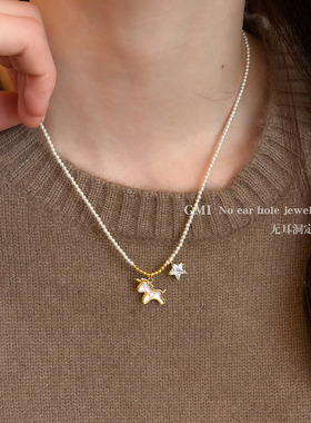 本命年小马珍珠锆石项链女冬天配毛衣的配饰轻奢小众高级感卫衣链