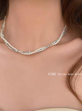 碎银子珍珠项链女秋冬