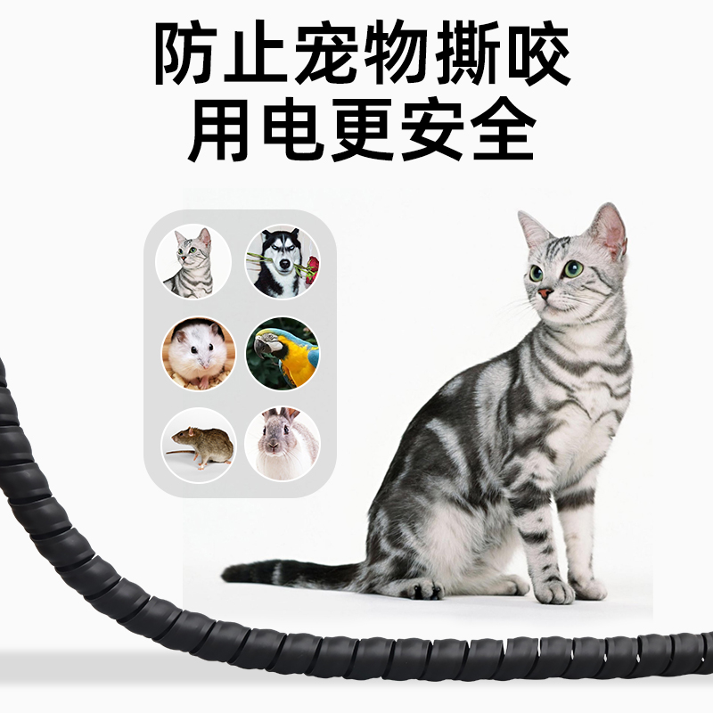 螺旋缠绕管管理电线数据线线束包线保护套防老鼠防止宠物猫咪猫咬 - 图2