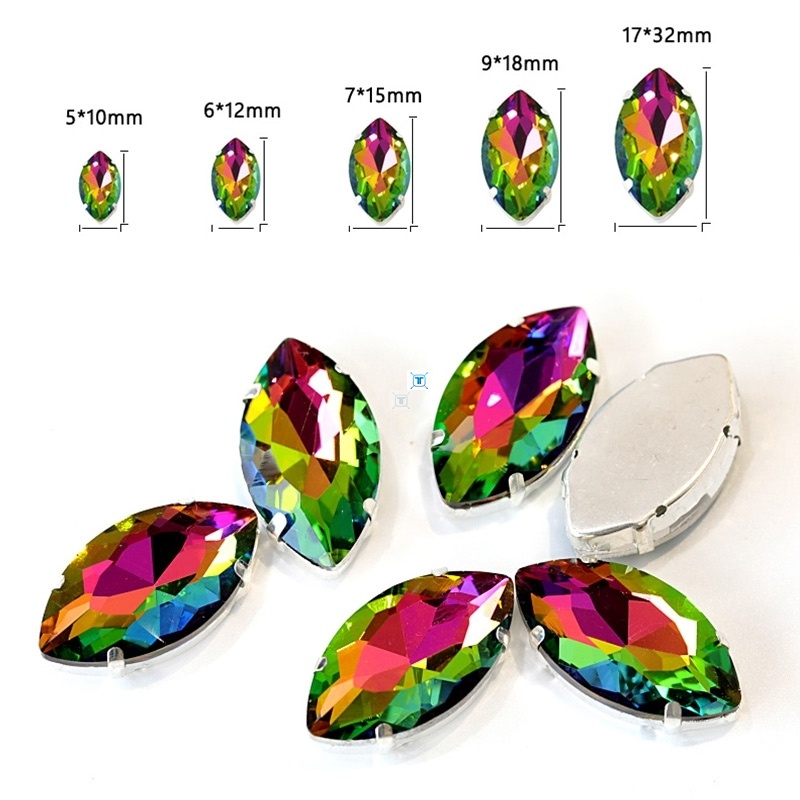 推荐5 Sizes Colorful Horse Eye Sew On Rhinestones With Claw-图2