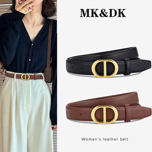 MK&DK女士皮带真皮2026新款百搭腰带女款装饰ins风配牛仔裤带黑色 - 图0