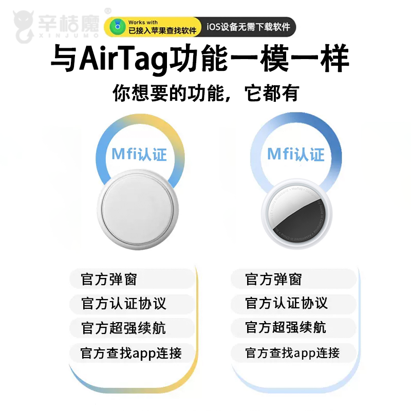 适用于苹果定位钱包车钥匙配件儿童老人定位器airtag防丢定位器宠物定位神器平替追踪自行车定位猫咪项圈gps - 图0