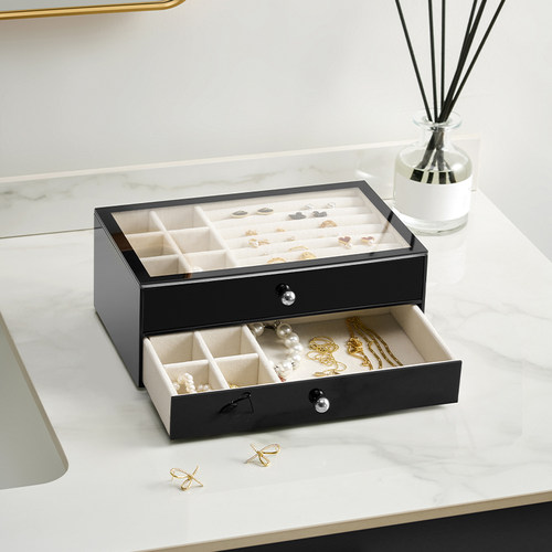 亚克力首饰收纳盒精致珠宝首饰盒耳钉项链戒指2025款大容量收纳盒 - 图2