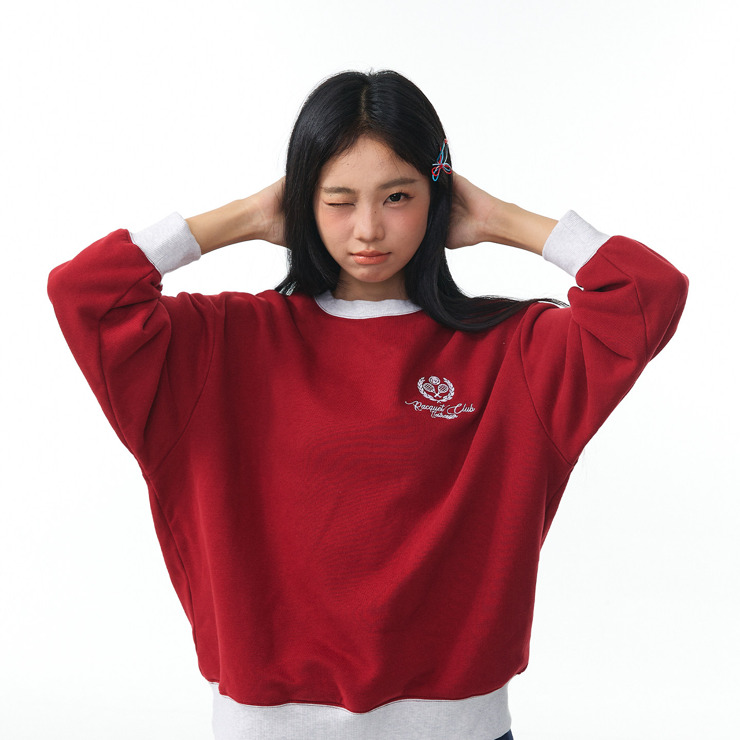 11E “网球课”380g毛圈精梳棉男女撞色复古运动百搭宽松圆领卫衣,淘宝优惠券,粉丝福利购,淘宝优惠卷