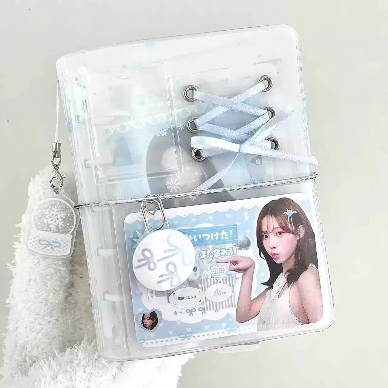 新款m5透明冬日雪花活页手账本学生diy随身高颜值日程记事笔记本,淘宝优惠券,粉丝福利购,淘宝优惠卷