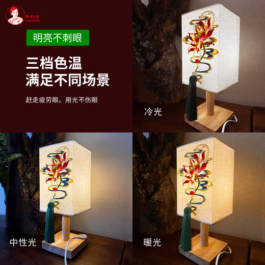 荷花台灯 国风景泰蓝掐丝珐琅画diy材料包  中国非遗手工传承礼物