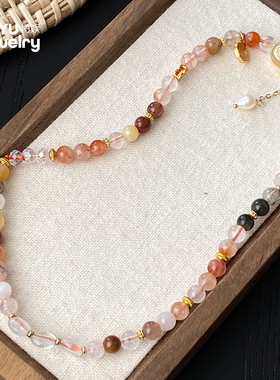 双层叠戴天然水晶拉布布手链