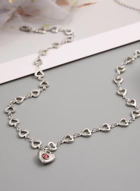 Love necklace collarbone chain girl爱心镶钻项炼精美锁骨炼女