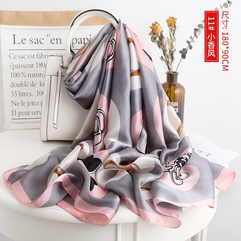 网红Silk scarf female Korean version of the floral elegant s - 图3