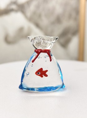 淄博琉璃小摆件旋转小熊福袋小金鱼圣诞树小花束手工工艺品装饰