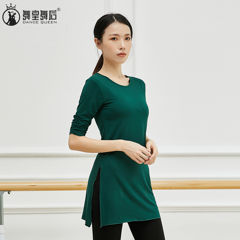 舞蹈服装宽松现代舞服女成人舞蹈上衣中袖圆领现代舞练功服古典舞 - 图0