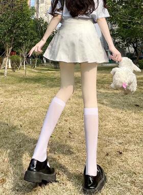 白色袜子女小腿袜夏季薄款压力显瘦jk堆堆天鹅绒中高筒黑色过膝袜