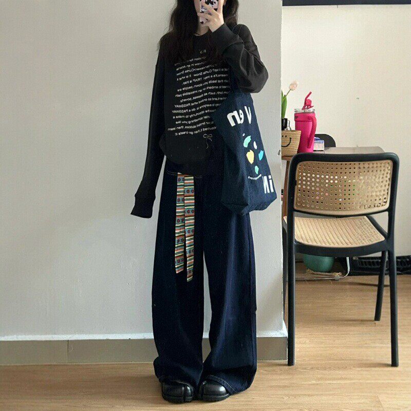 高街复古彩色拼接丝巾腰带女款牛仔裤腰间裤链百搭长条腰链配饰