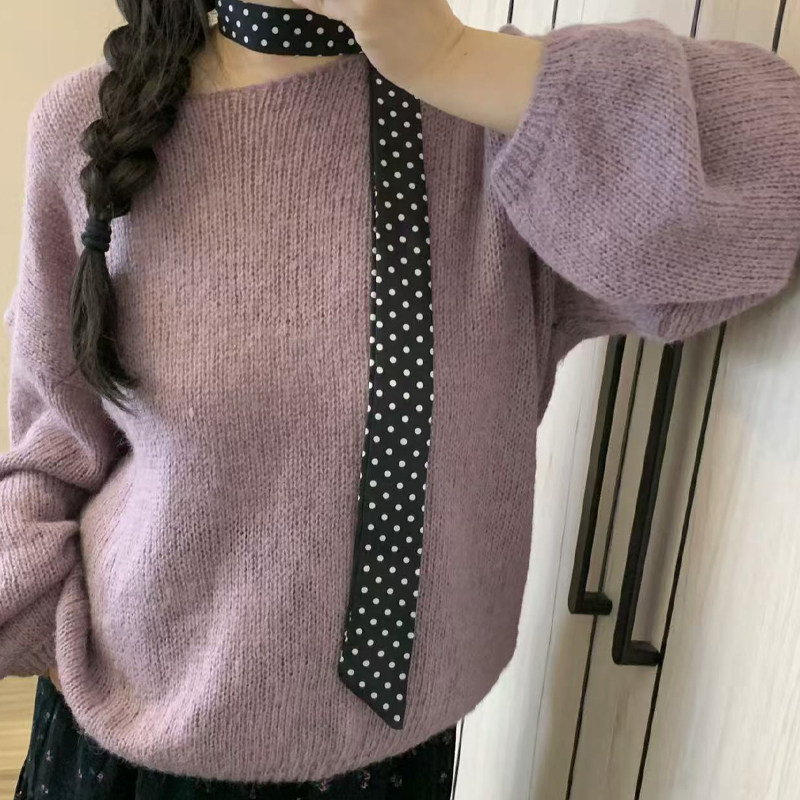 韩系温柔感黑色波点小丝巾女新款细窄长条系脖领巾高级感围巾配饰