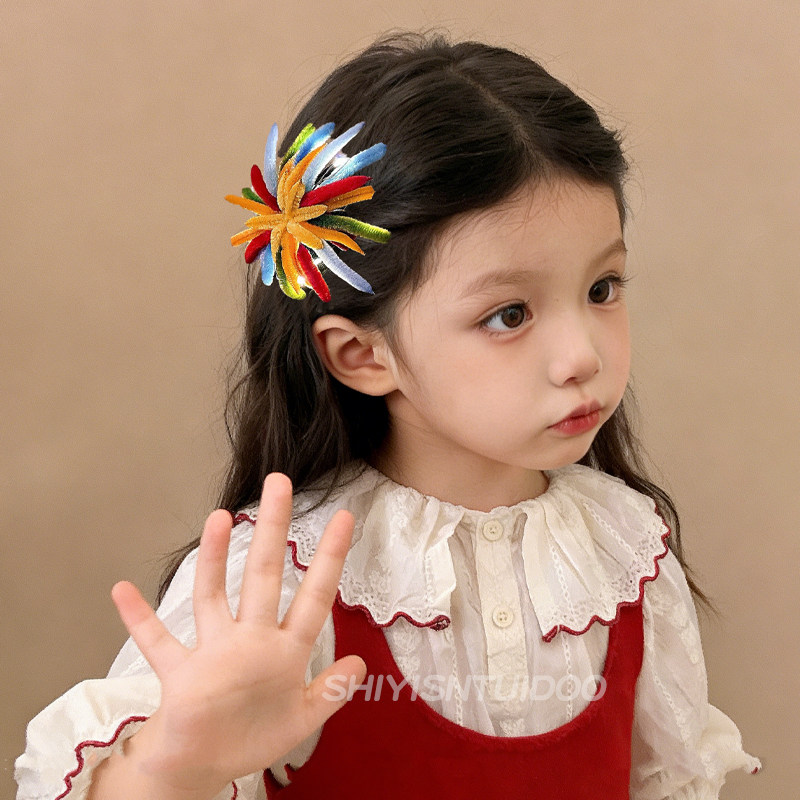 儿童彩色烟花会发光扭扭棒发夹新款宝宝侧边夹子新年跨年发卡发饰,淘宝优惠券,粉丝福利购,淘宝优惠卷