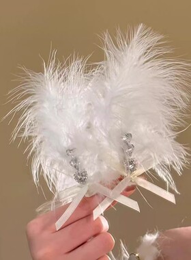 儿童新年白色羽毛闪钻发夹