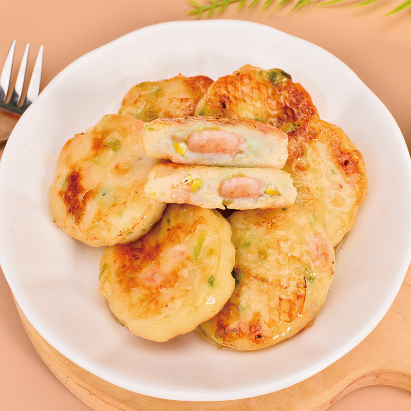 膳食鲜虾饼果蔬菜虾仁饼空气炸锅早餐半成品食材速冻美食儿童鱼香-图0