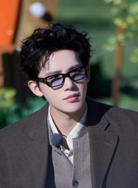 王安宇同款墨镜男高级感复古老钱风蓝色遮阳方圆脸显瘦太阳眼镜女