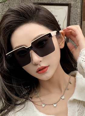 墨镜女款太阳镜2024新款白色大脸显瘦ins高级感韩版大框防紫外线