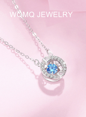 跳动的心会动蓝色项链