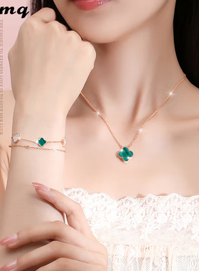 四叶草项链纯银女送女友送老婆