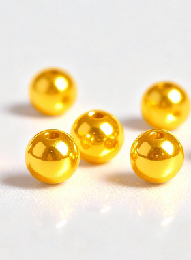 【凤彩鸣】古法珠金珠子黄金转运珠足金999手串纯金串珠手链DIY