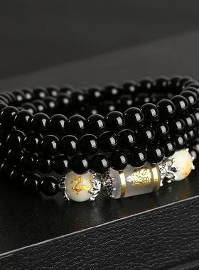 夜光四圈手链祥缘阁黑曜石