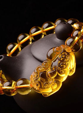 黄水晶貔貅黄水晶手链祥缘阁水晶