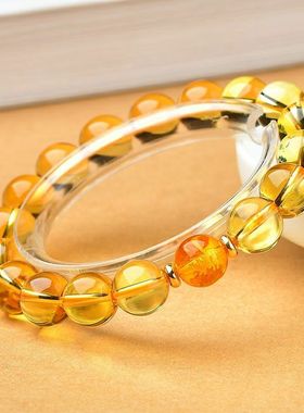 【买一赠六】天然正品黄水晶属相生肖三合男女新款特价饰品手链手