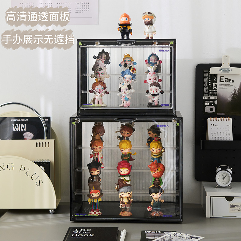 盲盒收纳展示架大容量阶梯式亚克力泡泡玛特展示盒防尘手办展示柜