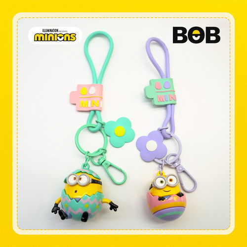 正版小黄人鲍勃彩蛋钥匙扣大眼萌神偷奶爸可爱包挂件饰品周边礼物 - 图0