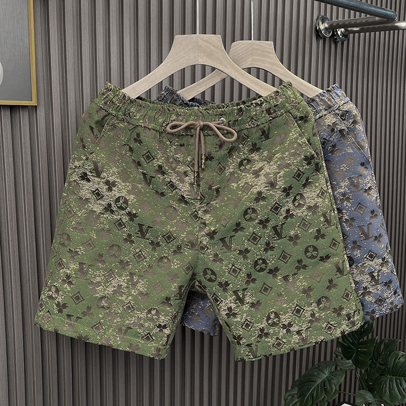 新款高端时尚提花休闲运动短裤男外穿潮牌2025夏季男士宽松五分裤,淘宝优惠券,粉丝福利购,淘宝优惠卷