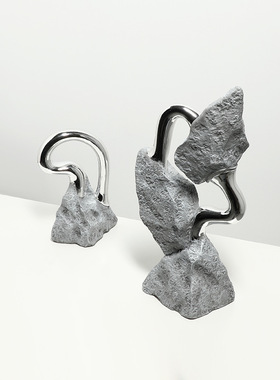 新中式现代抽象岩石脉动树脂摆件