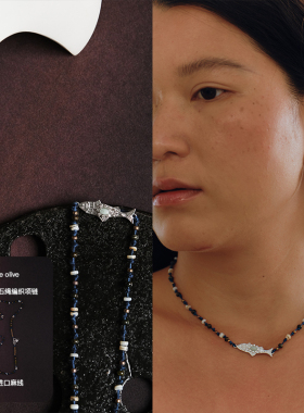 Espiegle【新品】三文鱼与白天的眼睛系列olive宝石绳编织项链