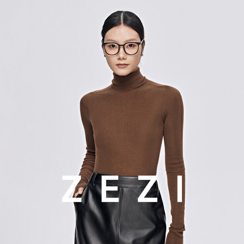 zezi高领打底衫毛衣女春秋新款100羊毛新品针织衫女黑色简约套头 - 图2