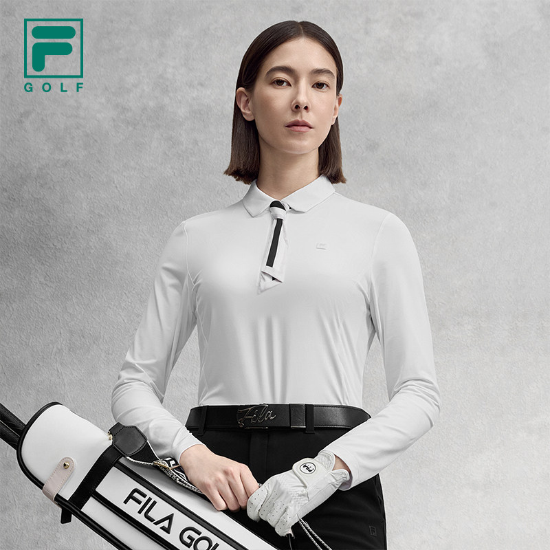 FILA 斐乐官方女子针织长袖POLO衫2025秋新款高尔夫运动防晒上衣,淘宝优惠券,粉丝福利购,淘宝优惠卷