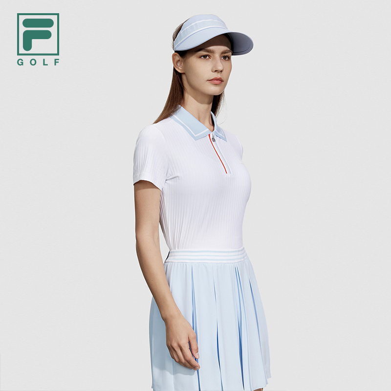 FILA GOLF斐乐女子针织短袖POLO衫2024夏新款高尔夫运动防晒上衣