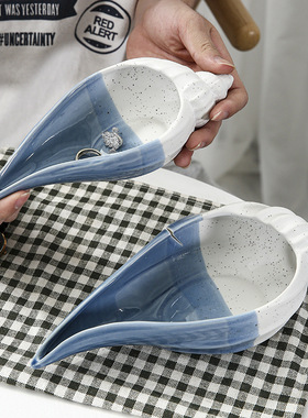 北欧陶瓷工艺品海洋海螺收纳盘宠物碗玄关钥匙收纳首饰盘家居