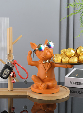 斗牛托盘挂钩桌面收纳盒玄关放钥匙首饰摆件装饰家用门口杂物旺财