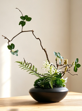 仿真花艺摆件餐桌摆花高级仿生绿植小型新中式办公室茶室氛围布置