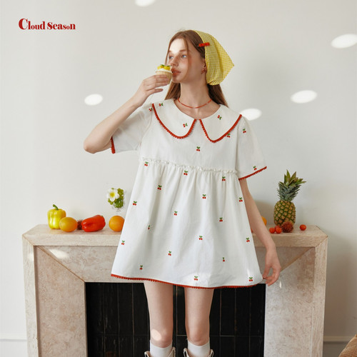 CLOUDSEASON平成魔女娃娃裙白色连衣裙法式连衣裙女小个子连衣裙 - 图2